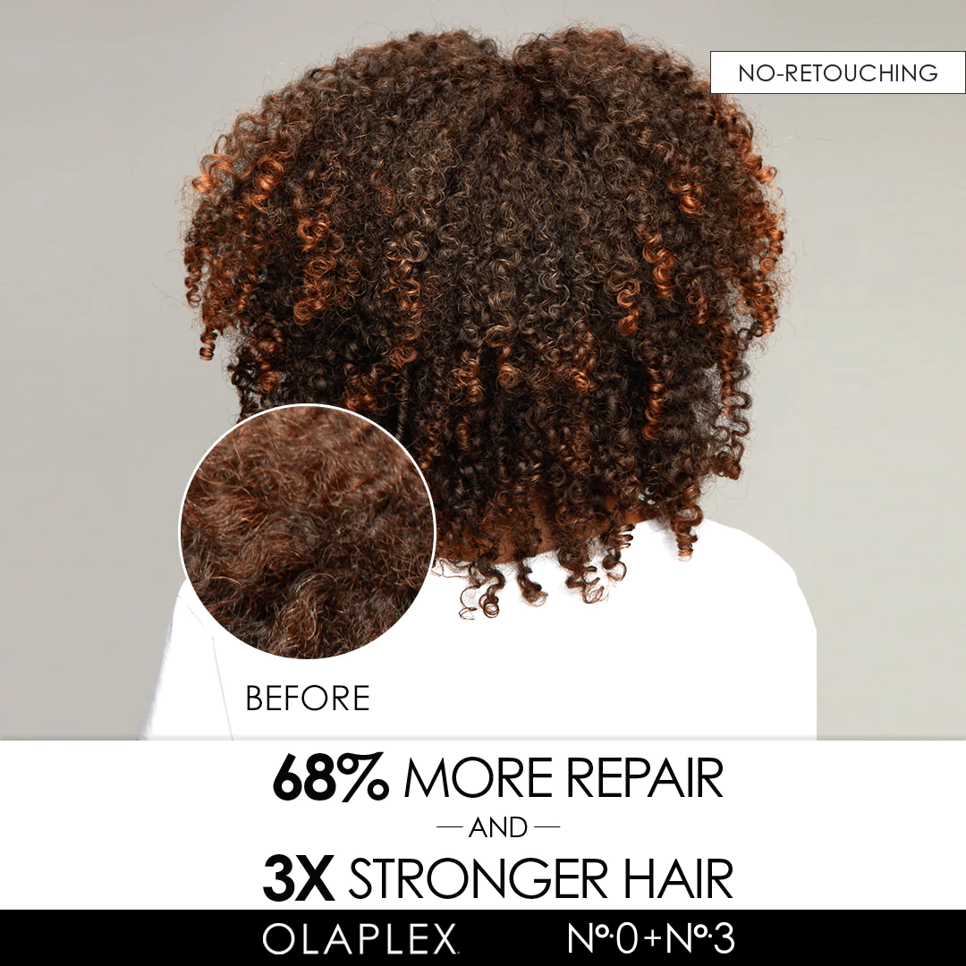 Picture of curly hair repairing with Olaplex