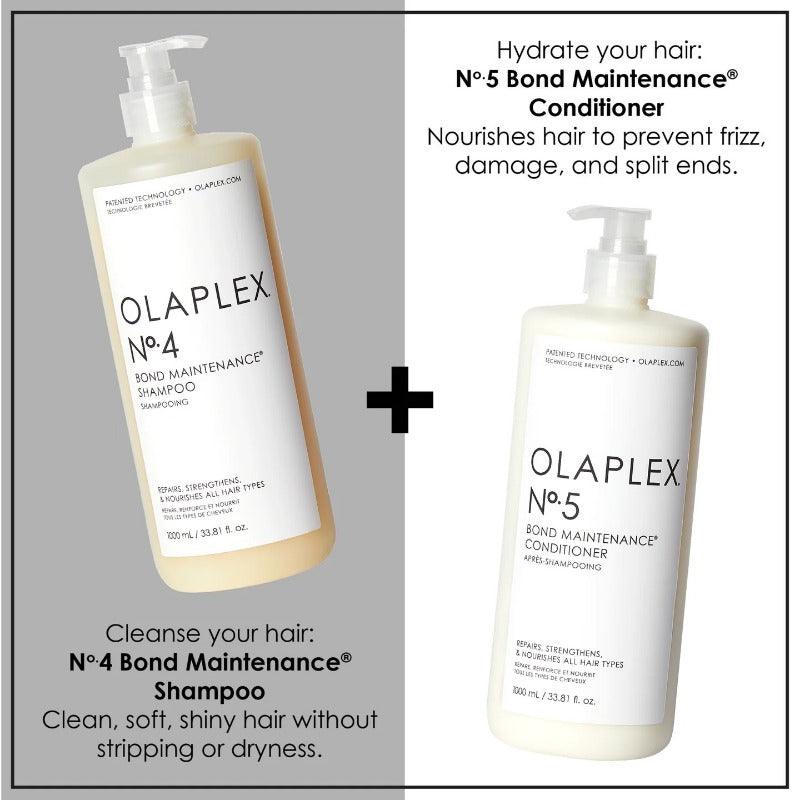 Olaplex No. 4 and No. 5 pic of bottles with pump to prevent frizz